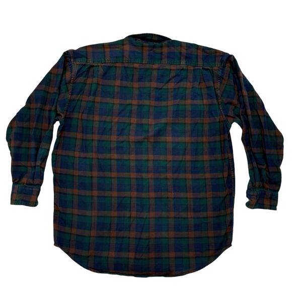 BANANA REPUBLIC Vintage Cotton Flannel Green Yellow Plaid Button Up Shirt Sz XL - Picture 2 of 6